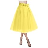 Damen Tütü Rock Einfarbig Karneval Kostüme Hohe Taille Faltenrock Tüll Petticoat...