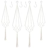 Makramee Blumenampel 4er Set,Boho Deko Baumwollseil Hängeampel Blumentopf...