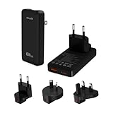 65W USB C GaN Schnellladegerät, 4-in-1 Weltweit Reiseadapter mit 2 Port, Kompaktes...