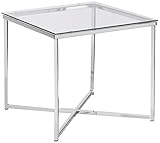 AC Design Furniture Gurli Ecktisch Quadratisch, B: 50 x T: 50 x H: 45 cm, Klar/Chrom,...