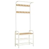 VASAGLE Kleiderständer, Garderobe, Eingangsmöbel mit Schuhregal, 3 Ebenen, mit...