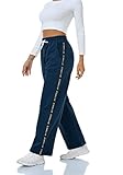Attraco Damen Sweathose Lang Jogginghose Elastischer Bund Sporthose Weites Bein...