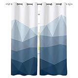 wanxinfu Küchen-Vorhänge, 2 Paneele, Ombré-Blau, geometrisches Dreieck-Design,...