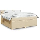 Somanki Boxspringbett mit Matratze Creme 180x200 cm Stoff, Bed Frame, Bettrahmen,...