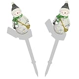 GANAZONO 2 Stück Schneemann-Gartenpfähle Solar-Schneemann-Lichter Für Den Außenbereich...