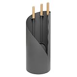 raik - Kaminbesteck Otto 3-teilig - Kaminzubehör aus grauem Stahl mit Holzgriffen,...