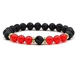 Banemi Jade Armband, Armband Damen Perlen Rot Legierung Elastische Perlen mit Metallkreis...
