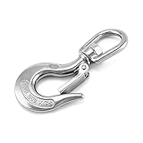 QWORK® Kran Kettenhaken Lasthaken, Edelstahl Schwenk Anhebender Haken Sicherheitshaken...
