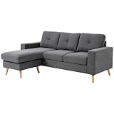 HOMCOM Ecksofa Stoffsofa in L-Form, Couchgarnitur in Leinenoptik, Eckgarnitur mit...
