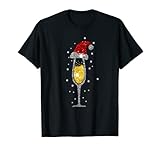 Weihnachten Prosecco Weihnachtsmütze Weinglas T-Shirt