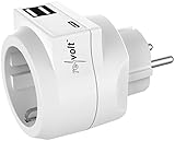 revolt Steckdosenadapter: 3in1-Steckdose mit USB Typ C & 2x USB Typ A, 230 Volt,...