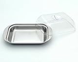 2 Stück Butterdose mit Transparentem Butterglocke, Butterdosen Aus Edelstahl,...