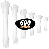 djb® 600 Profi Kabelbinder, weiß, Set, zip cable ties, uv beständig, 80mm,...