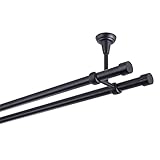 Gardinenstange schwarz 240 cm 2-läufig 19 mm aus Metall Deckenbefestigung...