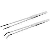 MVOLEGDE 2 Stück Pinzette Lang, Edelstahl Mit Gummispitze Aquarium Pinzette...