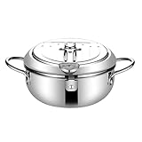 Frittierfitcyer -Topf Edelstahl -Chip -Pfanne Fritteuchsen -Topf mit Thermometer Deckel...