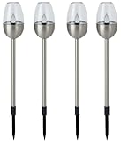 Dehner Solarleuchte Flame, 4er Set, Ø 6.1 cm, Länge 41.7 cm, Edelstahl/Kunststoff,...