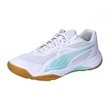PUMA Unisex Solarflash III W+ Indoor Court Shoe, White-Electric Peppermint, 39...