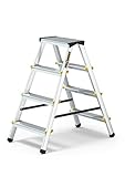 DRABEST Trittleiter Klapptritt Alu Leiter 2 x 4 Stufen Beidseitig...