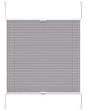 Plissee ohne Bohren Klemmfix,90x120cm（BxH,Grau,verdunkelung, Sichtschutz und...