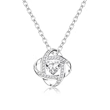 GEMAURA Halskette Damen Silber 925,Kristall Kette Damen mit Anhänger Herz Anhänger...