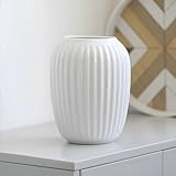 Vase Weiß, Klein Deko Vasen aus Keramik, Blumenvase Modern für Tischdeko Innenbereich -...