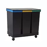smarty - Ecobin Mülleimer auf Rollen (3 x 21L) - Roll-Abfalleimer mit 3-fachem...