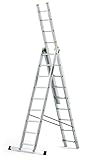 DRABEST Leiter PRO Serie Aluleiter 3-teilig Mehrzweckleiter 3x9 Stufen Leiter...