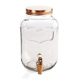 Quid Hábitat Getränkespender mit Armatur, Relief, Glas, Kupfer, 3 Liter...