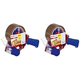 Tesapack Strong und Handabroller im Set mit 1 Rolle geräuscharmem Paketklebeband - Braun...