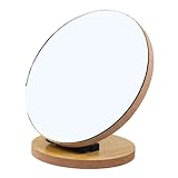 Beatifufu Holz Desktop Kosmetikspiegel Beige Klappbarer Drehbarer Schminkspiegel für...