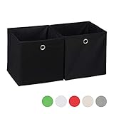 Relaxdays Aufbewahrungsbox 2er Set, quadratisch, Aufbewahrung für Regal, Stoffbox in...
