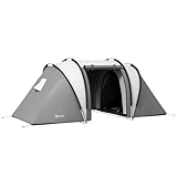 Outsunny Campingzelt für 4-5 Personen leicht wasserabweisend Familienzelt mit 3 Zimmer...