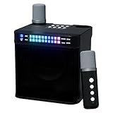 RUBEHOOW Karaoke-Maschine mit Zwei drahtlosen Mikrofonen, LED-Leuchten,...