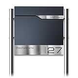 Metzler Standbriefkasten in Anthrazit - Pulverbeschichtet & mit Zeitungsfach - Inkl....