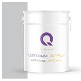 Q-COVER Latexfarbe Abwaschbar 10L (ca.70m2) Hellgrau Farbton Innenfarbe Wandfarbe...