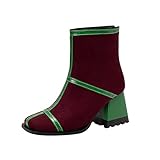PTLLEND Damen Stiefeletten Mit Absatz Größe 43 eckige Zehen, klobige High-Heel-Booties...