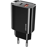 USAMS US-CC121 Ladegerät T35 mit 2 Anschlüssen, 1 x USB-C + 1 x USB, Schnellladegerät,...