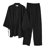 un-brand Japanischer Kimono-Baumwoll-Hanfu-Pyjama-Anzug für Herren in Übergröße...