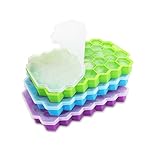 Sechseckige Eiswürfelform Silikon, 3er Pack 37Fach Eiswürfelbehälter mit...