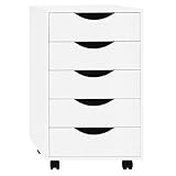 WOLTU Rollcontainer mit 5 Schubladen, mobiler Aktenschrank mit Rollen, Schubladenschrank...