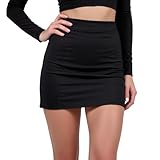 Sahunfri Schwarzer Rock, Minirock Schwarz mit Elastischer Taille, Bleistiftrock...