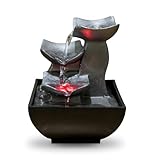 Zen'Light - Zimmerbrunnen Boro Wasserfall Zen relaxend mit farbigem LED-Licht- Dekoration...