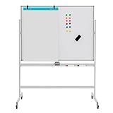 COSTWAY Doppelseitiges mobiles Whiteboard, 120 x 90 cm, höhenverstellbares...
