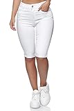 Elara Damen 3/4 Jeans Push Up Capri Chunkyrayan HB2582 White-40 (L)