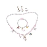 VICASKY 2 Sätze Kinderschmuck Herzohrringe Perlenarmband Einhorn-Armband Kinderspielzeug...