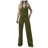 Anzug Set Damen Zweiteilige Locker Weites Bein Und Weste Hosenanzug Festliches Outfit...