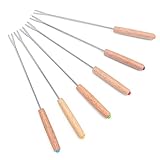 6er-Pack Multifunktionale Fonduegabeln mit Holzgriff, Ideal für Schokoladenfondue,...