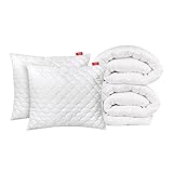SOFTIMI Bettwäsche Weiß Bettwäsche-Set Premium Bettdecke Steppdecke und Kissen -...