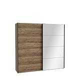 möbelando Schiebetürenschrank HAYATO 2 Türen, Alpenfichte Dekor/Schwarz -...